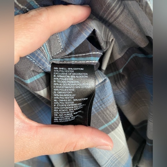 Men’s The North Face Plaid Short Sleeve Hammetts Button Down Blue Gray Size XL - Picture 16 of 16